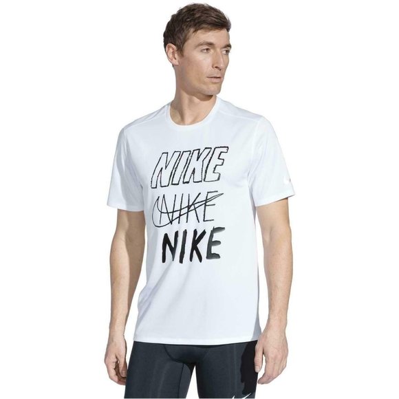 Nike Breathe Run Top Short Sleeve GX Running Shirt White Black Men’s Medium - Picture 3 of 8